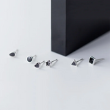 Geometric Zircon Stud Earrings 925 Sterling Silver