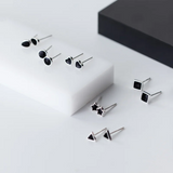 Geometric Zircon Stud Earrings 925 Sterling Silver