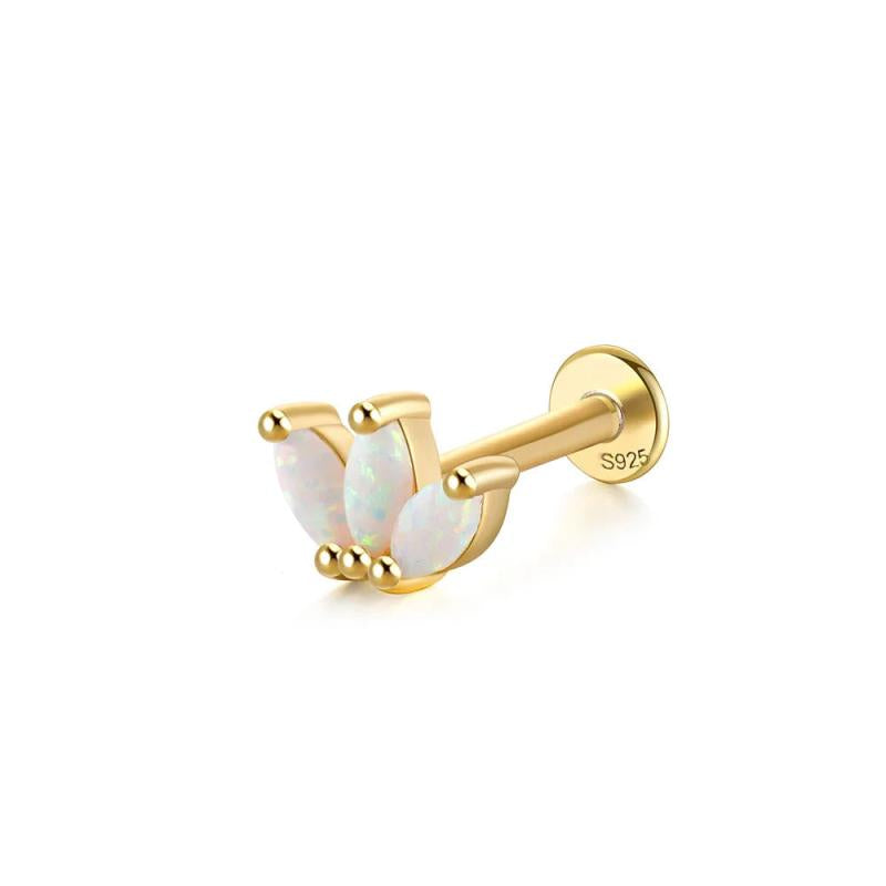 Minimalist Opal 925 Silver Cartilage Flat Back Stud Earring