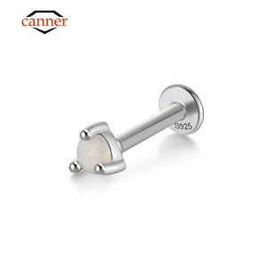 Minimalist Opal 925 Silver Cartilage Flat Back Stud Earring