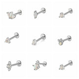 Minimalist Opal 925 Silver Cartilage Flat Back Stud Earring