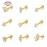 Minimalist Opal 925 Silver Cartilage Flat Back Stud Earring