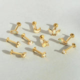 Minimalist Opal 925 Silver Cartilage Flat Back Stud Earring