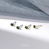 S999 Silver Avocado Green Stud Earrings for Women