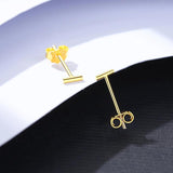 Minimalist 14k Silver Bar Stud Earrings 925 T Shape Tiny Punk Woman Ear Rings