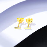 Minimalist 14k Silver Bar Stud Earrings 925 T Shape Tiny Punk Woman Ear Rings