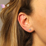 925 Silver Tiny Crystal Stud Earrings