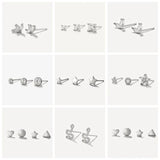 925 Silver Star Heart Stud Earrings Zircons Snake Ear Studs Jewelry