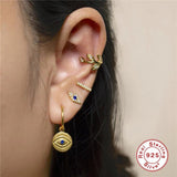 6pcs 925 Sterling Silver Evil Eye Stud Earrings for Women