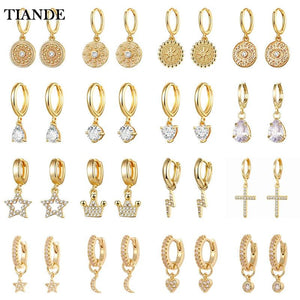 Zircon Plated Dangle Earrings for Women