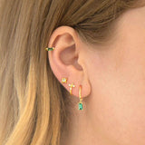 925 Silver Green Crystal Stud Earrings Enamel Heart Star Women Jewelry