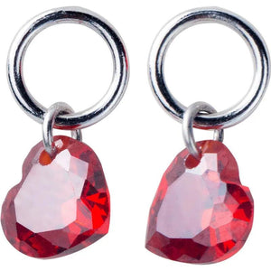 925 Silver Red Crystal Heart Drop Earrings