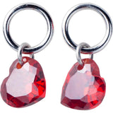 925 Silver Red Crystal Heart Drop Earrings