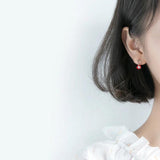 925 Silver Red Crystal Heart Drop Earrings