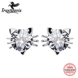 925 Sterling Silver Tiny Cat CZ Stud Earrings Silver Jewelry Gift