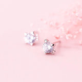 925 Sterling Silver Tiny Cat CZ Stud Earrings Silver Jewelry Gift