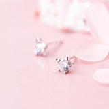 925 Sterling Silver Tiny Cat CZ Stud Earrings Silver Jewelry Gift