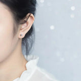 925 Silver Zircon Geometric Stud Earrings For Women