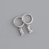 925 Silver Circle Earrings Geometric Zircon Tassel Jewelry