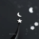 Star Moon 925 Silver Asymmetrical Stud Earrings for Women