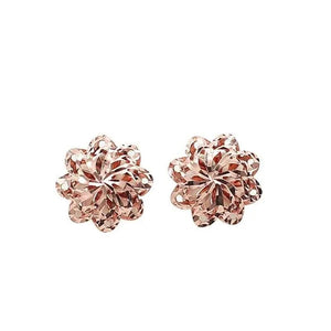 14K Rose Flower Hollow Stud Earrings Engagement Jewelry