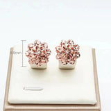 14K Rose Flower Hollow Stud Earrings Engagement Jewelry