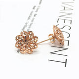 14K Rose Flower Hollow Stud Earrings Engagement Jewelry