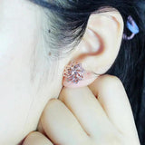14K Rose Flower Hollow Stud Earrings Engagement Jewelry