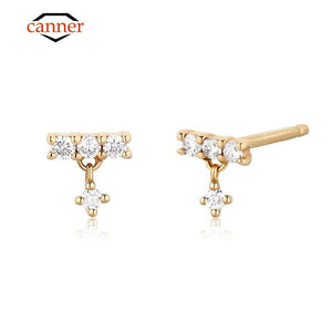 Zircon Sterling Silver Plated Cartilage Stud Earrings for Women