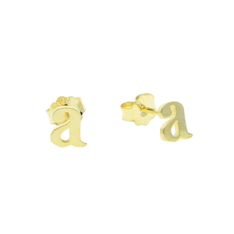 4-6mm Initial Stud Earring 26 Alphabet lowercase No Stone 925 Sterling Silver
