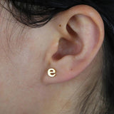 4-6mm Initial Stud Earring 26 Alphabet lowercase No Stone 925 Sterling Silver