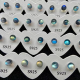 Moonstone Labradorite Ball Stud Earrings Silver Healing Gemstone