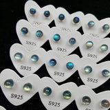 Moonstone Labradorite Ball Stud Earrings Silver Healing Gemstone
