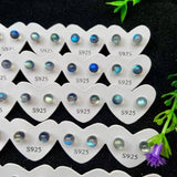 Moonstone Labradorite Ball Stud Earrings Silver Healing Gemstone