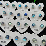 Moonstone Labradorite Ball Stud Earrings Silver Healing Gemstone