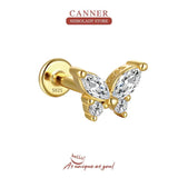 Butterfly 925 Silver Stud Earring 16G 18K Wedding Party Jewelry