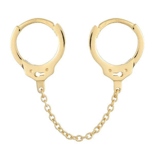 Silver Double Hoop Earrings For Women Piercing Tassel Chain Handcuffs Earring