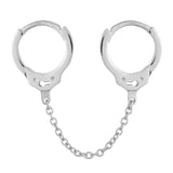 Silver Double Hoop Earrings For Women Piercing Tassel Chain Handcuffs Earring