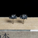 925 Silver Skeleton Earrings Sunflower Shape Gothic Punk Style