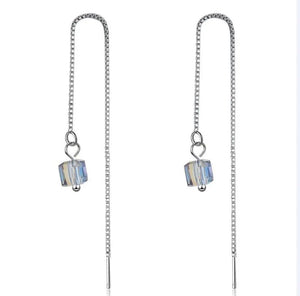 Sterling Silver Cube Drop Earrings for Women
