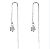 Sterling Silver Cube Drop Earrings for Women