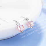 Sterling Silver Cube Drop Earrings for Women