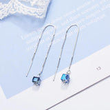 Sterling Silver Cube Drop Earrings for Women
