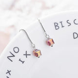 Sterling Silver Cube Drop Earrings for Women