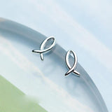 925 Sterling Silver Fish Stud Earrings Gift For Women Girls Kids