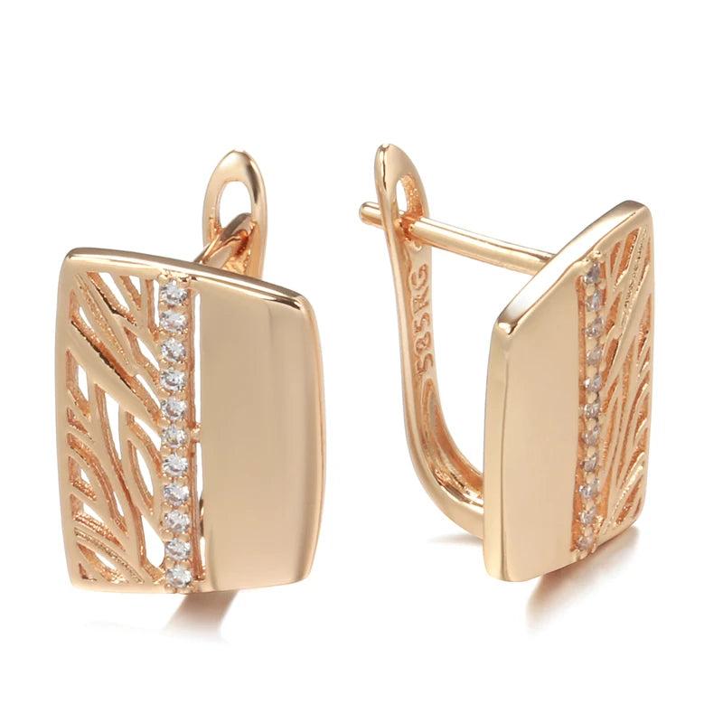 Rose Gold Drop Earrings with Zircon Bridal Jewelry