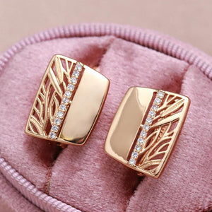 Rose Gold Drop Earrings with Zircon Bridal Jewelry