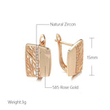 Rose Gold Drop Earrings with Zircon Bridal Jewelry