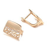 Rose Gold Drop Earrings with Zircon Bridal Jewelry