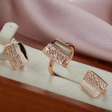 Rose Gold Drop Earrings with Zircon Bridal Jewelry